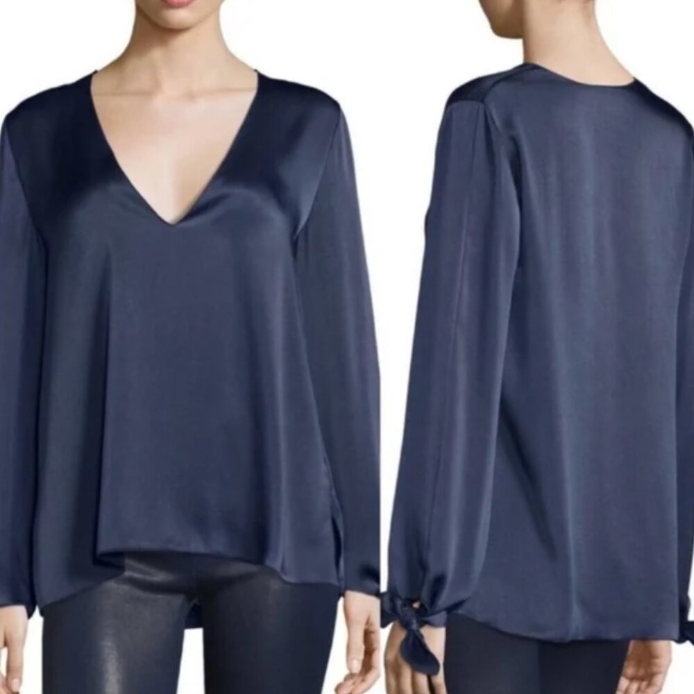 Elizabeth & James Astrid Silky blouse Blue Top sz medium